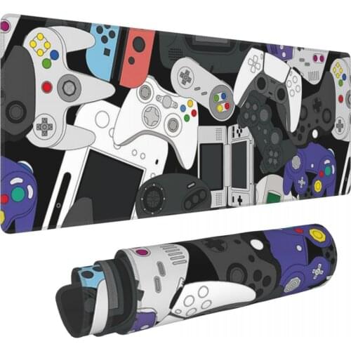 Gamer Controller All Long Office Desk Mat Video Game Gaming Non-Slip Soft Mat Natural Rubber Computer Keyboard Table Deco Cover