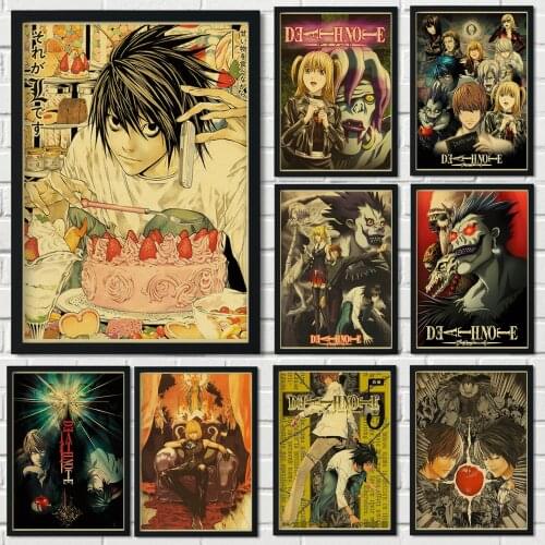 HD Classic Japanese Anime Death Note Family Wall Decoration Prints Wall Painting Retro Style Bar Childrens Room Poster