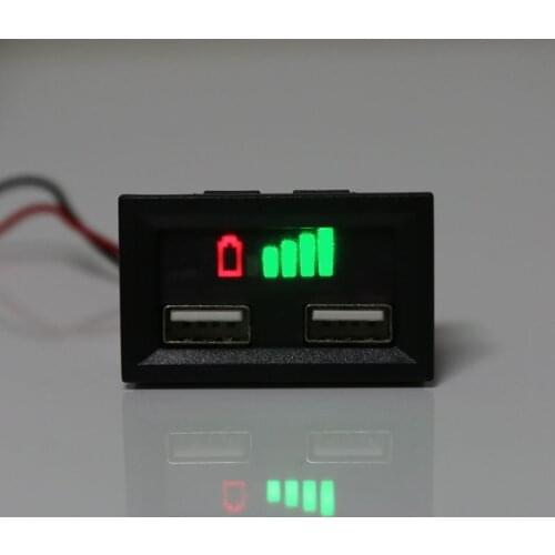 12V Lead Acid Battery Capacity Display Power Meter Gauge for Electric Scooter Car with USB charging port E7CB