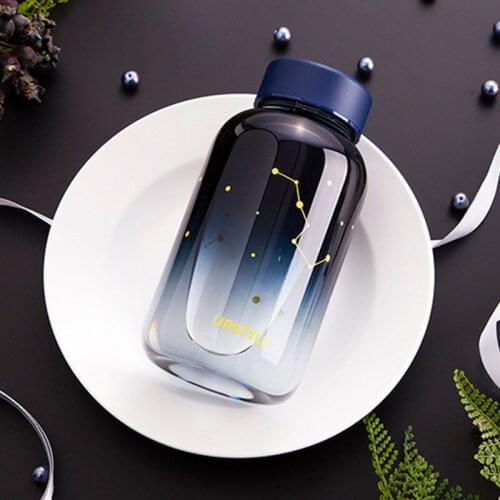 Creative Plastic Water Bottle Gradient Frosted Glass Portable Korean Cute Juice Hand Cup High temperature resistance Student Cup