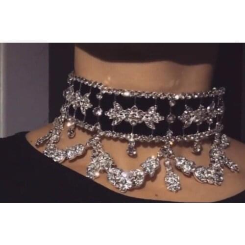 Fashion Crystal Rhinestone Choker Necklace Velvet Statement Necklace for Women Collares Chocker Jewelry Party Gift