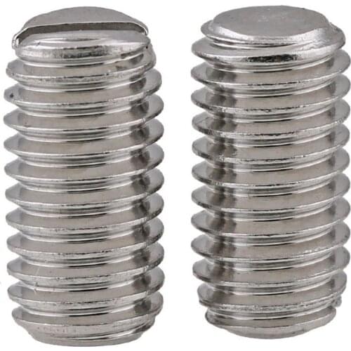 304 Stainless Steel Flat End Set M3 M 4 M 6 M 8 M 10 Screws Slotted Headless Screws Machine Meter Top Thread 50PCS