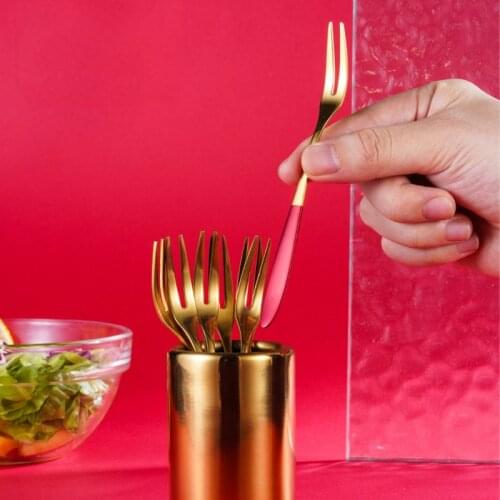 Stainless Steel Fruit Food Fork Set Kit Two Prong Dessert Fork Home Kitchen Camping TS2