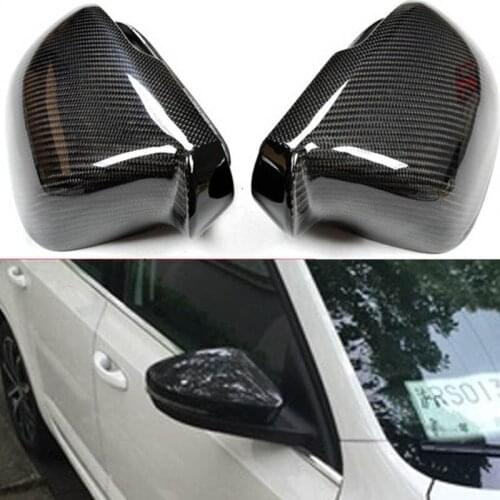 New Carbon Fiber Car Side Door View Mirrors Replacment Cover For Skoda Octavia 2015