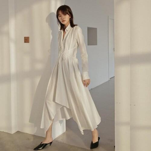Factory wholesale New mid-length loose hem cold cool style dress female super fairy shirt-style was thin dress wq2044