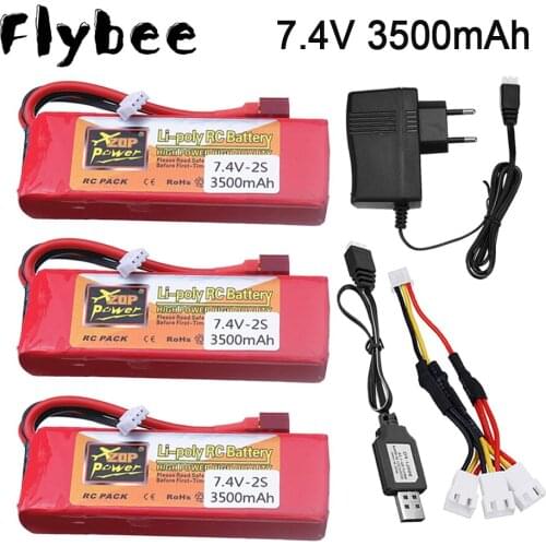 Original battery for Wltoys 144001 2s 7.4 V 3500mAh rechargable Lipo battery + Charger for Wltoys 1/14 144001 RC car Lipo batter