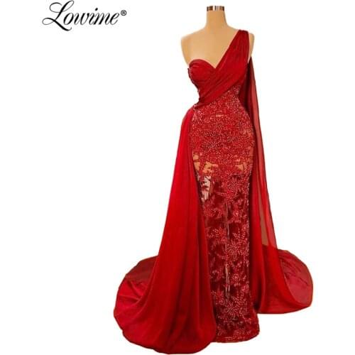 One Shoulder Mermaid Evening Dresses Long Vestidos De Festa Party Dress 2020 Formal Dress Robe Beads Abiti Da Cerimonia Da Sera