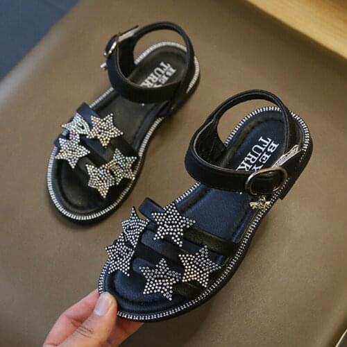 Skoex Kids Shoes Girls Fashion Sandals Summer Shoe Sparkle Rhinestone Flat Princess Sandal Ankle Strap Dress Sandal For Children