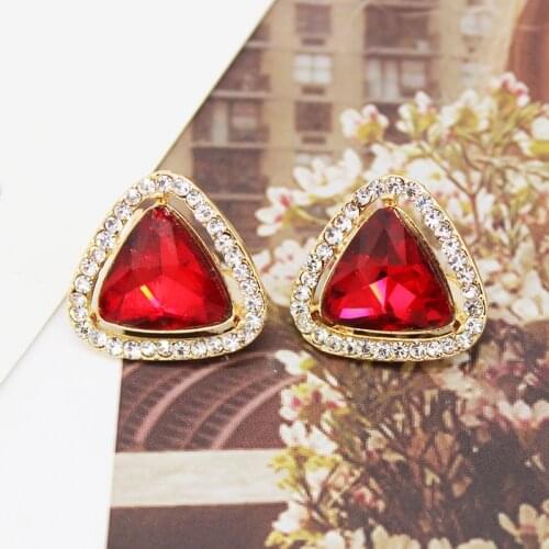 Classic Party Geometric Rhinestone Clip Earrings For Women Vintage Triangle Crystal Earring Fashion New Wedding Jewelry For Gift
