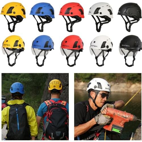 Abseiling Tree Climbing Helmet Goggles Portable Resistant Helmet with Visor Goggles for Outdoor Climbing Black Goggles
