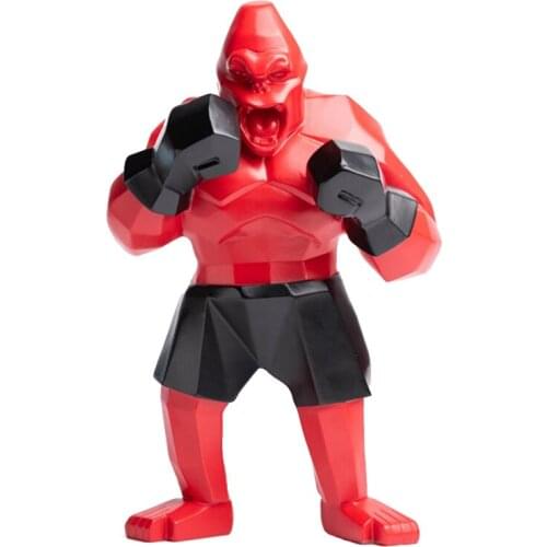 Resin Boxing King Kong Orangutan Sculpture Gorilla Statue Modern Art Home Living Room Bedroom Entrance Decor Animal Figurines