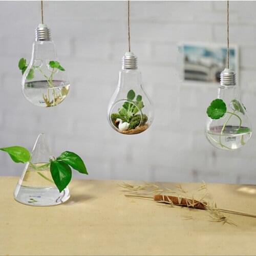 Hanging Lamp Glass Vase Hydroponic Vases Fashion Home Decor Ornaments Plants Flower Home Decocr Water Drop Vase