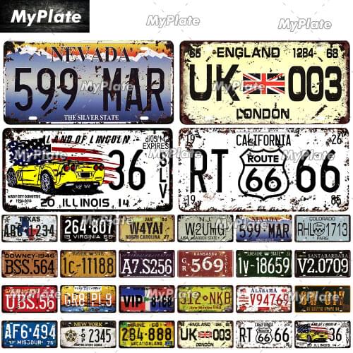 License Plate Plaque Metal Vintage Bar Furniture Plates Panels Tiki Bar Sign Vintage Decor Man Cave Decor Personalized Plate