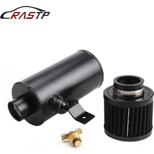 Universal AN10 Aluminium Car Baffled Engine Oil Catch Tank 750ml oil catch can with Twin Port Breather Filter Kit RS-OCC035