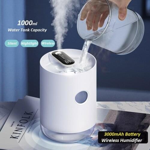 Xiaomi Air Humidifier 1L 3000mAh Portable Wireless USB Aroma Water Mist Diffuser Battery Life Show Aromatherapy Humidificador