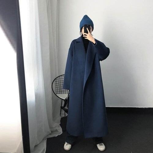 Vintage Double-Faced Cashmere Coat Woolen Coat Women 2021Winter New Fashion Elegant Warm Loose All-Match Overcoat Long Wool Coat