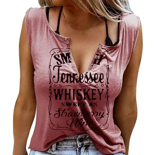 Vest Letter Printing V-Neck Sleeveless T-Shirt For Women Casual Ladies Summer Top Loose Vest Street Print Clothing