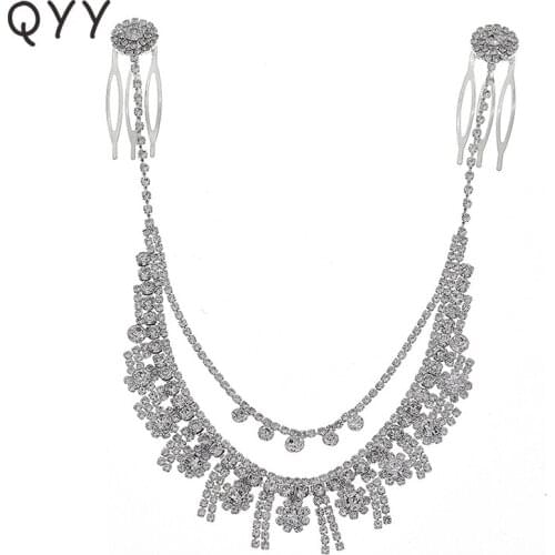 QYY Fashion Crystal Headbands for Women Accessories Silver Color Hair Comb Bridal Wedding Hair Jewelry Prom Headpiece Gifts