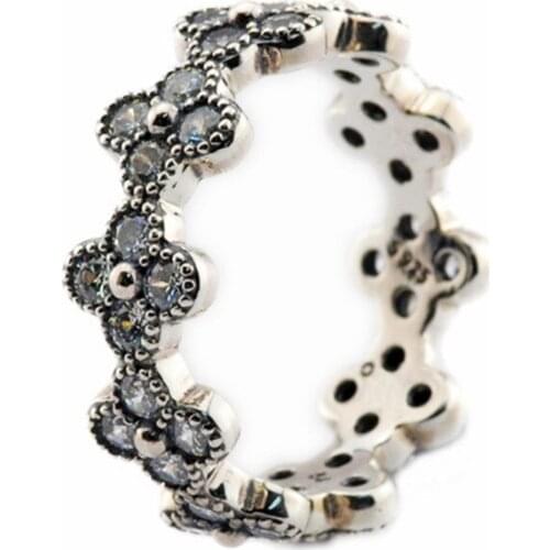 Oriental Blossom Silver Rings for Women 100% 925 Sterling Silver Rings Jewelry Clear CZ Flowers Female Ring Jewelry Stackable