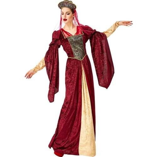 Middle East Luxury Bridal Dress Queen Cos Dress Red Flannel Robe Hat 2pcs Set Halloween Cosplay Costume Arab Traditional Costume