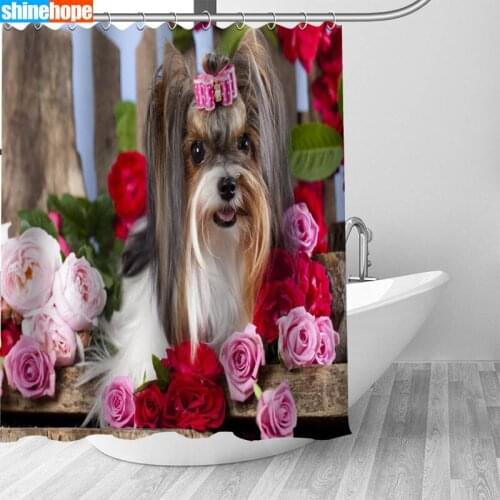 1PC Cute Dogs Shower Curtains for Bathroom Polyester Shower Curtain Printing Curtain Cartoon Shower Curtains