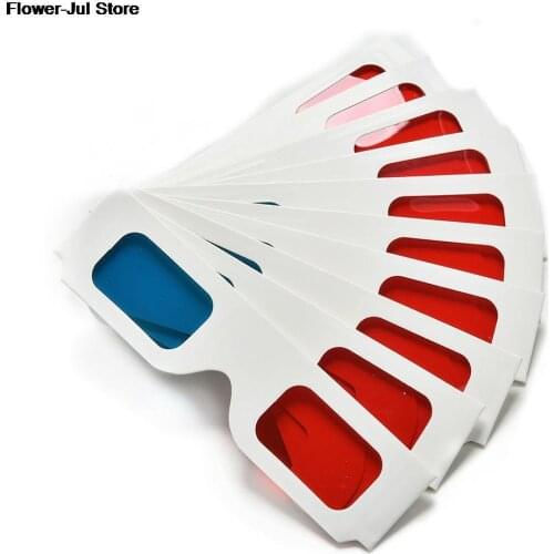 10pcs/lot Universal Anaglyph Cardboard Paper Red & Blue Cyan 3d Glasses For Movie Wholesale