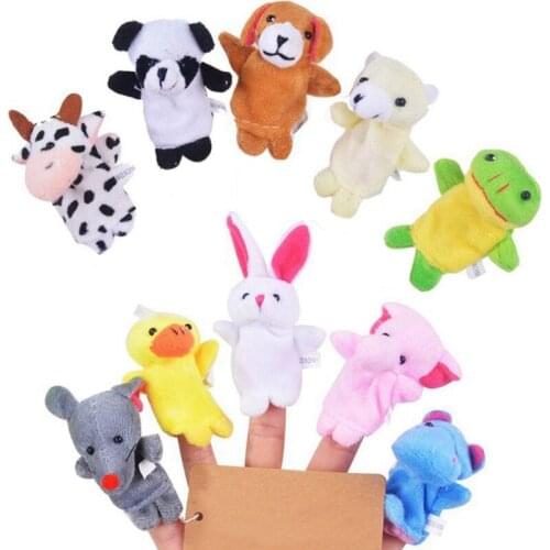 10Pcs Finger Puppet Cartoon Animal Puppets Soft Velvet Dolls Props Fun Stuffed Toys For Babys Companion Finger Puppet