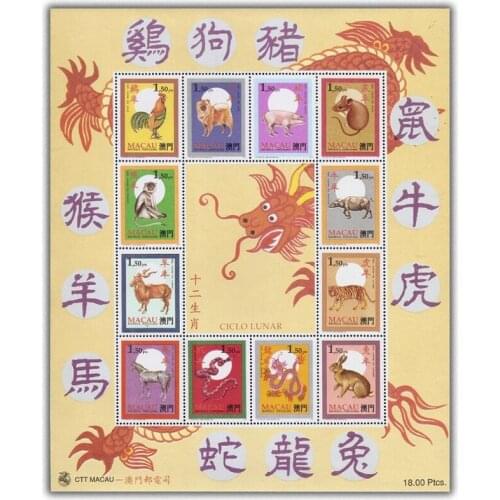 1995 , Chinese Zodiac , Souvenir sheet . China Macao Post Stamps , Philately , Postage , Collection