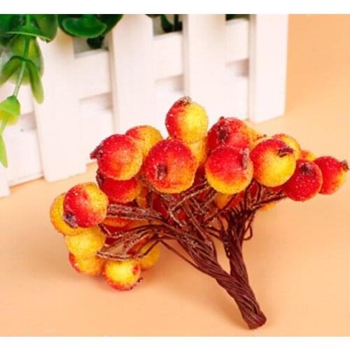 200pcs Mini Christmas Frosted Fruit Berry Artificial Fruits Decor - Orange Gradient