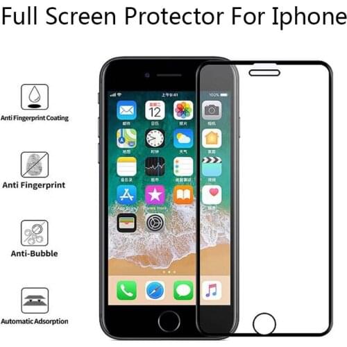 5Pcs 9H Full Coverage Cover Tempered Glass For i7 i8 i6 i6s Plus Screen Protector Protective Film For SE 2020