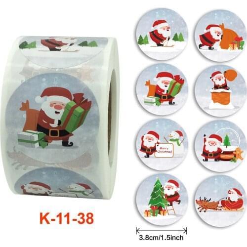 500 Pcs/roll 1.5inch Thank You Stickers Merry Christmas Santa Stickers Snowman Seal Labels DIY New Year Gift Decor Stationery
