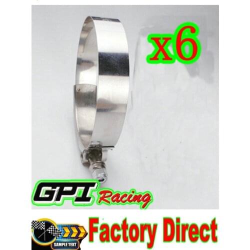 6pcs 2.25"/57MM Silicone Turbo Pipe Hose T-bolt Clamps Stainless Steel 60-68mm