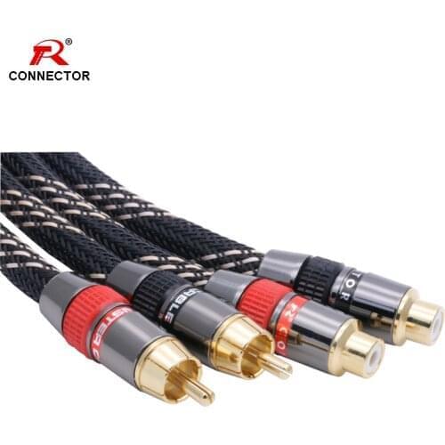 8PCS Brass with Gold Plated RCA Male Plug & RCA Female Jack HIFI Cable Terminals Connector, Red & Black for 1 pair