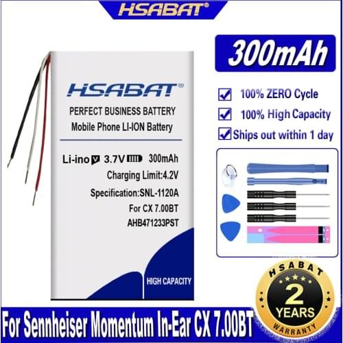 HSABAT AHB471233PST 300mAh Battery for Sennheiser CX 7.00BT , BA 170 Momentum In-Ear Headset Batteries