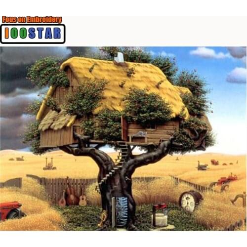 Diamond Painting Aerial House Cross Stitch Diamond Embroidery Landscape Tree Mosaic Rhinestones Full Square 5D Decoration