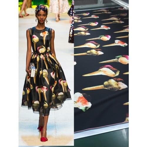 European brand classic digital printing fabric, ice cream pattern, sewing fabric factory shop not out of stock