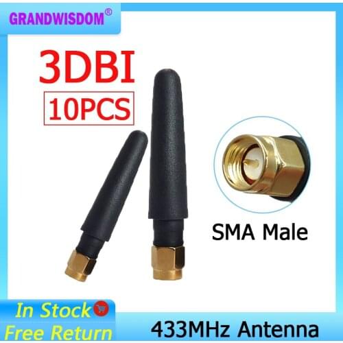 10pcs 433MHz Antenna 3dbi SMA Male Connector 433 MHz Directional Antena Small Size Waterproof Antenne for Lorawan watermeter