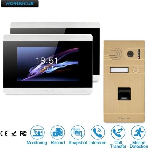 HOMSECUR 7" Wired Video&Audio Home Intercom 2pcs Touch Screen Monitors for House/Flat BC061-G + BM715-S