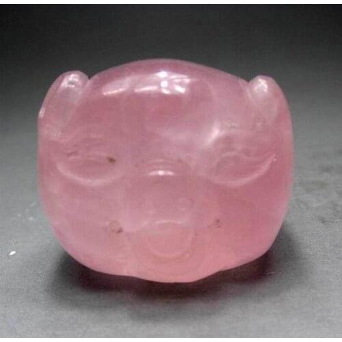 1.5"/64g Rose Quartz Pig Handmade Stone Carving - crystals and stones healing Mineral specimen Home Decor feng shui XX0327/18