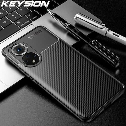 KEYSION Shockproof Case For Honor 50 Pro 50 SE 5G View 40 Carbon Fiber Texture Silicone Phone back cover for Huawei Nova 8 Pro