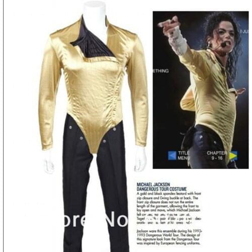 MJ Michael Jaskson BAD Dangerous JAM Golden tour Leotard Bodysuit Jacket Spandex Imitation Performance