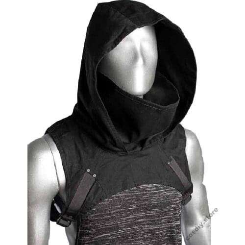 Halloween Mask Costume Assassin Hood Cowl Scarf Punk Gothic Hat Neck Warmer Cosplay Accessory Helmet Gear For Men Women