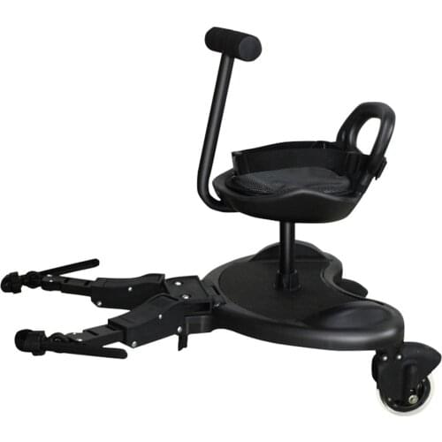 2-in-1 Rider Stroller Attachment with Saddle Seat Second Child Standing Board Pedal Connector Universal for Most Prams
