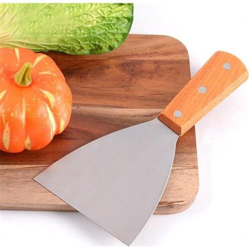 Stainless Steel Pancake Turner Spatula Scoop With Wooden Handle Steak Pizza Dish Shovel Baking Pastry Tool Kitchen Accessories