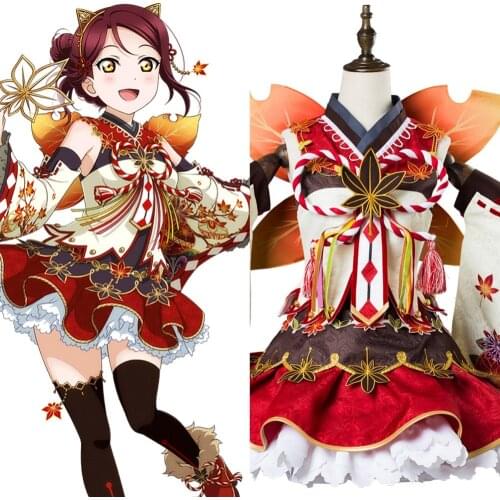 Love Live! Sakurauchi Riko Aqours Maple Leafs Ver Kimono Cosplay Costume