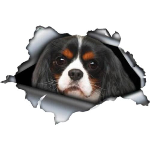 Creative Car Sticker 3D Dog Cavalier King Animal Decal Car Window Accessories Waterproof PVC 13cm X 9cm