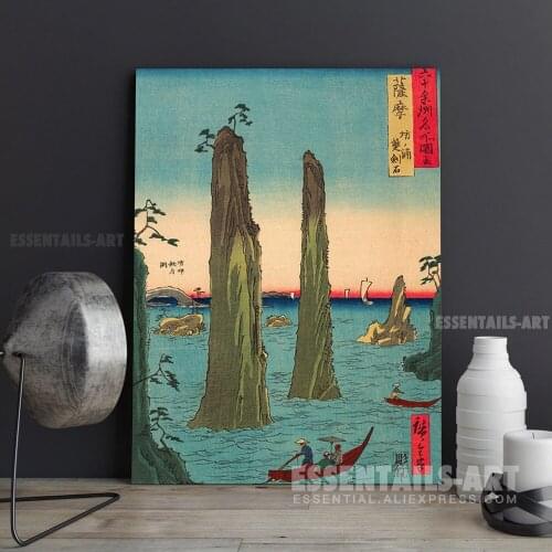 Japanese style Upright Landscape Ukiyoe Canvas Wall Art Painting Decor Bedroom study Living kid Room Home Decoration Prints