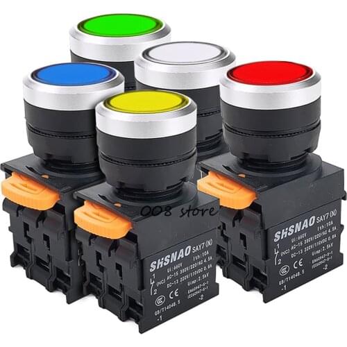 NEW 2 position 1NO /1NC with LED Indicator light 24V 220V Self reset 22mm Push Button Switch series High quality switch