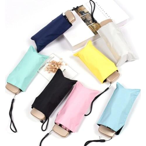New Mini Ultra Light 5 Folding Women Umbrella Black Sunscreen Flat Sun Umbrella Promotional Gifts Advertising Umbrella Parasol