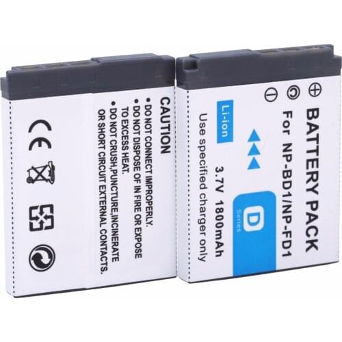 Wholesale 2pcs 1800mAh NP-BD1 BD1 NP-FD1 rechargeable Li-ion Battery for Sony DSC-T2 T70 T77 T90 Camera,for sony accessories